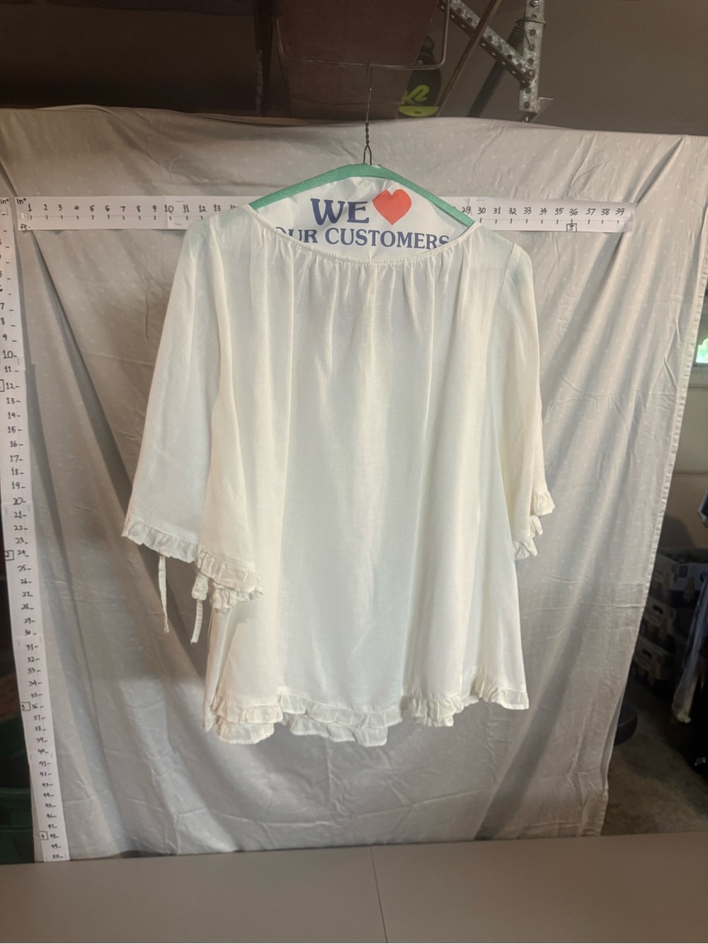 Free People Cream Ruffle Peasant Blouse - Picture 2 of 3
